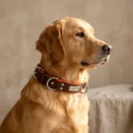 Dual D-Ring PU Leather Dog Collar with Nameplate