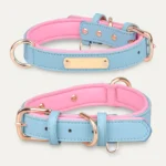 Dual D-Ring PU Leather Dog Collar with Nameplate - Image 4