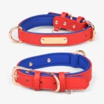 Dual D-Ring PU Leather Dog Collar with Nameplate - Image 6